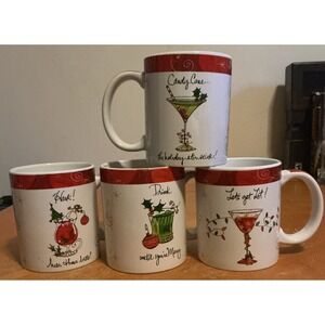 Certified‎ International Christmas Cheers Coffee Mugs Martha Collins, Set Of 4